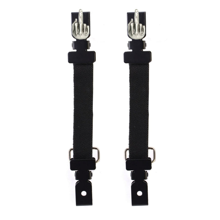 Milwaukee Leather MLA4016 Middle Finger Motorcycle Biker Elastic Bungee Clips for Chaps or Pants (Set of 2)