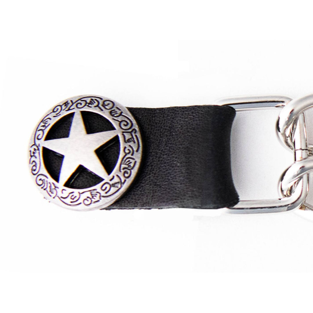 Milwaukee Leather Western Star Medallion Vest Extender - Double Chrome Chains Genuine Leather 6.5" Extension 4-PCS MLA6001SET
