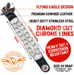 Milwaukee Leather Flying Eagle Medallion Vest Extender - Double Chrome Chains Genuine Leather 6.5