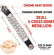 Milwaukee Leather MLA6004SET Skull and Cross Bones 4-PCS Vest Extender Double Chrome Chains w/ Genuine Leather 4