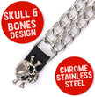 Milwaukee Leather MLA6004SET Skull and Cross Bones 4-PCS Vest Extender Double Chrome Chains w/ Genuine Leather 4