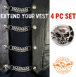 Milwaukee Leather MLA6041SET Skull and Cross Bones 4-PCS Vest Extender Double Chrome Chains w/ Genuine Leather 6