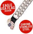 Milwaukee Leather Eagle Flag Medallion Vest Extender Double Chrome Chains Genuine Leather 6.5