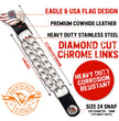 Milwaukee Leather Eagle Flag Medallion Vest Extender Double Chrome Chains Genuine Leather 6.5