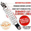Milwaukee Leather Motorcycle Medallion Vest Extender - Double Chrome Chains Genuine Leather 6.5