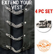 Milwaukee Leather Motorcycle Medallion Vest Extender - Double Chrome Chains Genuine Leather 6.5