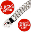 Milwaukee Leather 4 Aces Medallion Vest Extender - Double Chrome Chains Genuine Leather 6.5" Extension 4-PCS MLA6007SET
