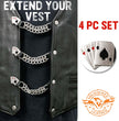 Milwaukee Leather 4 Aces Medallion Vest Extender - Double Chrome Chains Genuine Leather 6.5" Extension 4-PCS MLA6007SET