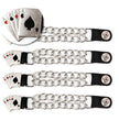 Milwaukee Leather 4 Aces Medallion Vest Extender - Double Chrome Chains Genuine Leather 6.5" Extension 4-PCS MLA6007SET