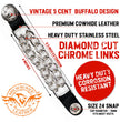 Milwaukee Leather 5 Cent Buffalo Medallion Vest Extender - Double Chrome Chains Genuine Leather 6.5