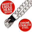 Milwaukee Leather Eagle Head Medallion Vest Extender - Double Chrome Chains Genuine Leather 6.5