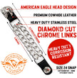 Milwaukee Leather Eagle Head Medallion Vest Extender - Double Chrome Chains Genuine Leather 6.5