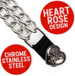 Milwaukee Leather Heart Rose Medallion Vest Extender - Double Chrome Chains Genuine Leather 6.5