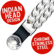 Milwaukee Leather Indian Head Medallion Vest Extender - Double Chrome Chains Genuine Leather 6.5