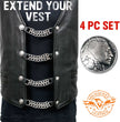 Milwaukee Leather Indian Head Medallion Vest Extender - Double Chrome Chains Genuine Leather 6.5