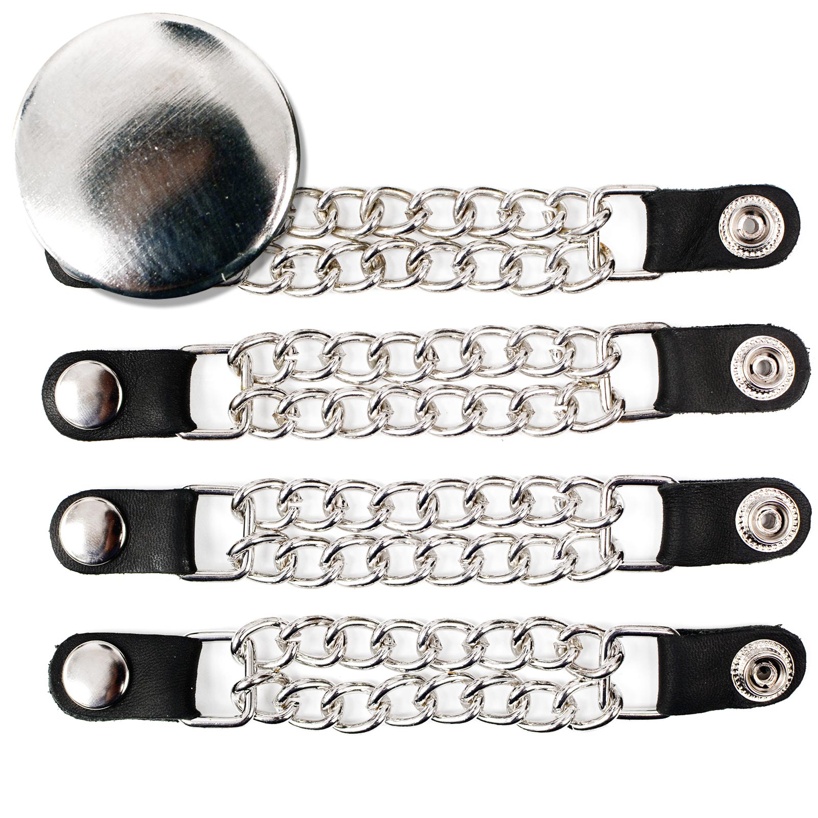 MLA1001 Western Star Medallion Vest Extender - Double Chrome Chains Genuine Leather 6.5