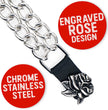 Milwaukee Leather Rose Engraving Medallion Vest Extender - Double Chrome Chains Genuine Leather 6.5