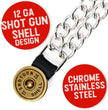 Milwaukee Leather 12 Gauge Shell Medallion Vest Extender - Double Chrome Chains Genuine Leather 6.5