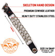 Milwaukee Leather Skeleton Hand Medallion Vest Extender - Double Chrome Chains Genuine Leather 6.5