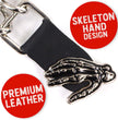 Milwaukee Leather Skeleton Hand Medallion Vest Extender - Double Chrome Chains Genuine Leather 6.5