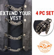 Milwaukee Leather Skeleton Hand Medallion Vest Extender - Double Chrome Chains Genuine Leather 6.5