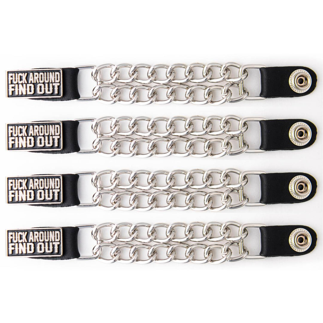 Milwaukee Leather 4-Piece Vest Extender Set - FAFO, Double Chrome Chains, 4-Inch-MLA6030SET