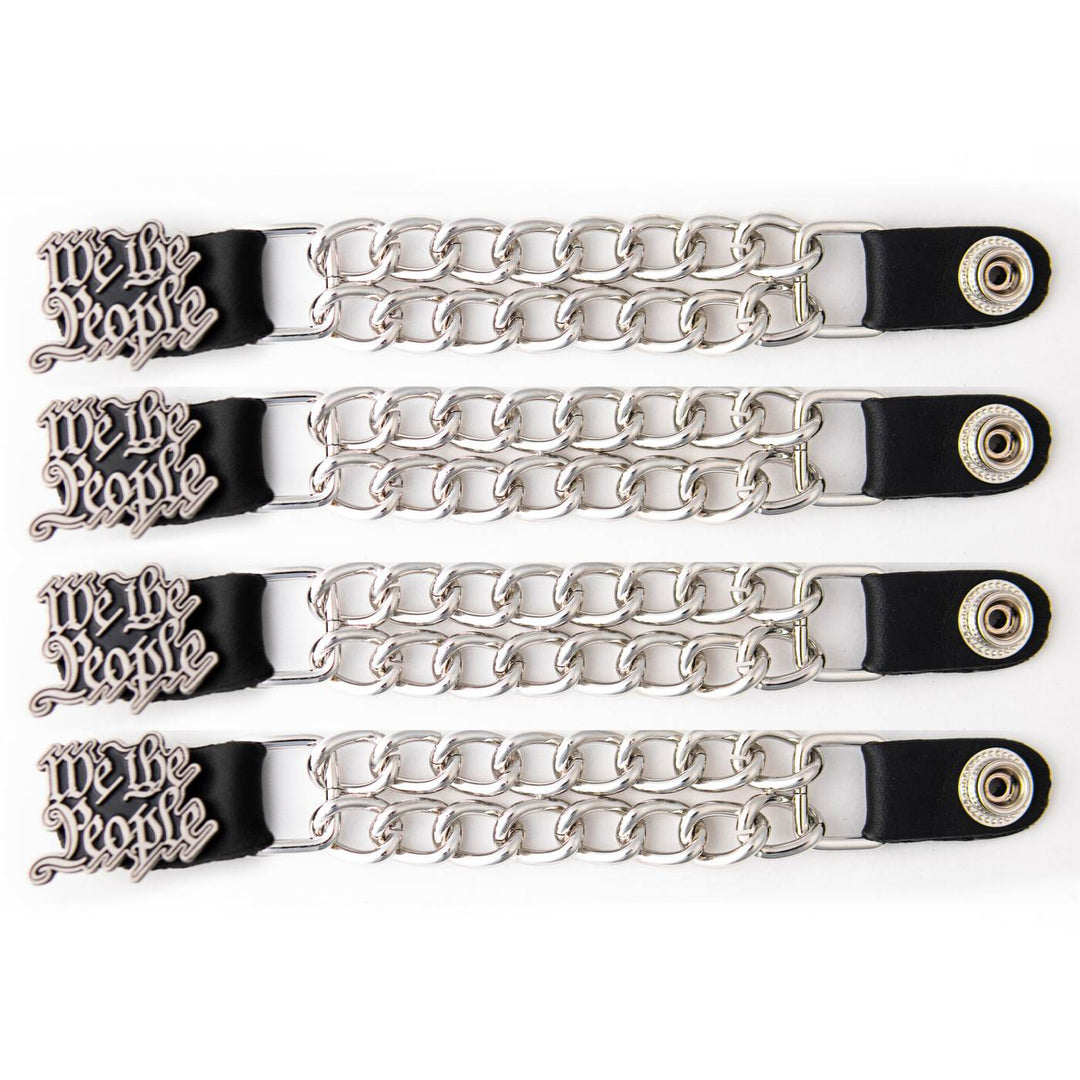 Milwaukee Leather 4-Piece Vest Extender Set - We The People, Double Chrome Chains, 4-Inch-MLA6031SET