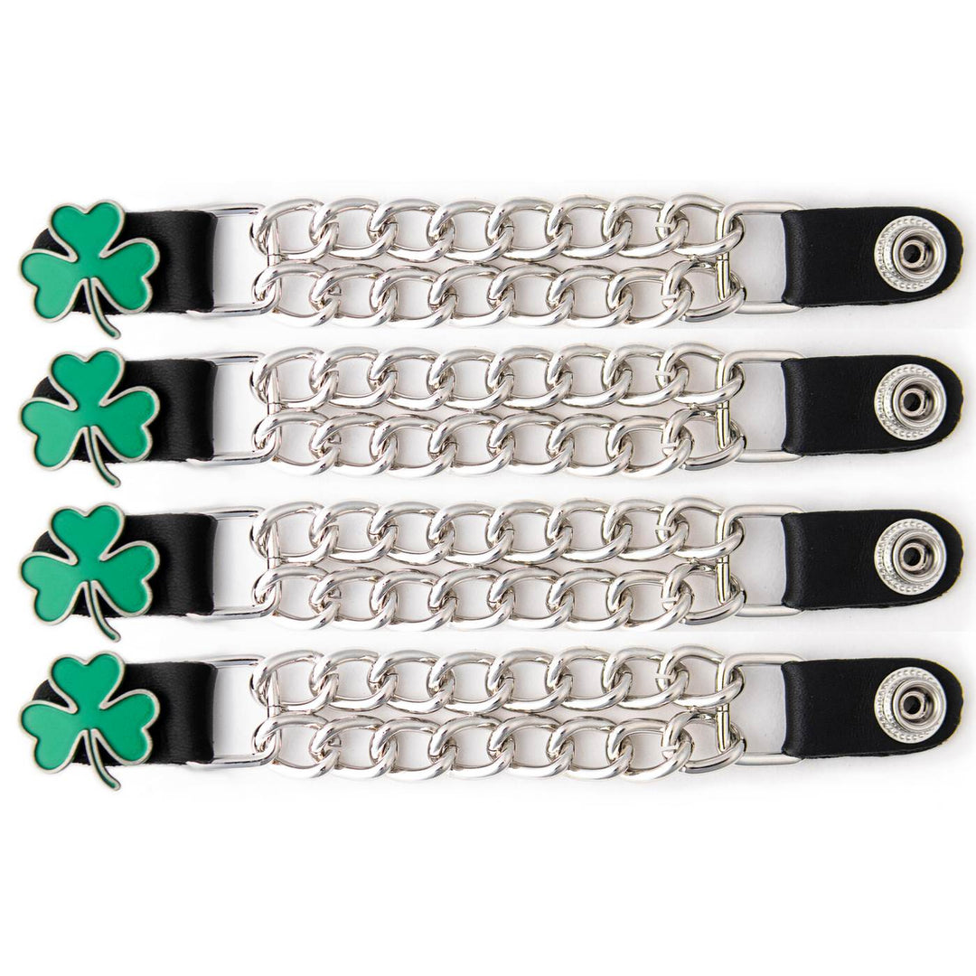 Milwaukee Leather 4-Piece Vest Extender Set - 3 Leaf Clover, Double Chrome Chains, 4-Inch-MLA6035SET