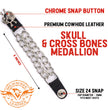 Milwaukee Leather MLA6041SET Skull and Cross Bones 4-PCS Vest Extender Double Chrome Chains w/ Genuine Leather 6