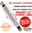 Milwaukee Leather American Flag Medallion Vest Extender - Double Chrome Chains Genuine Leather 8.5