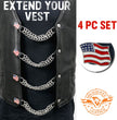 Milwaukee Leather American Flag Medallion Vest Extender - Double Chrome Chains Genuine Leather 8.5