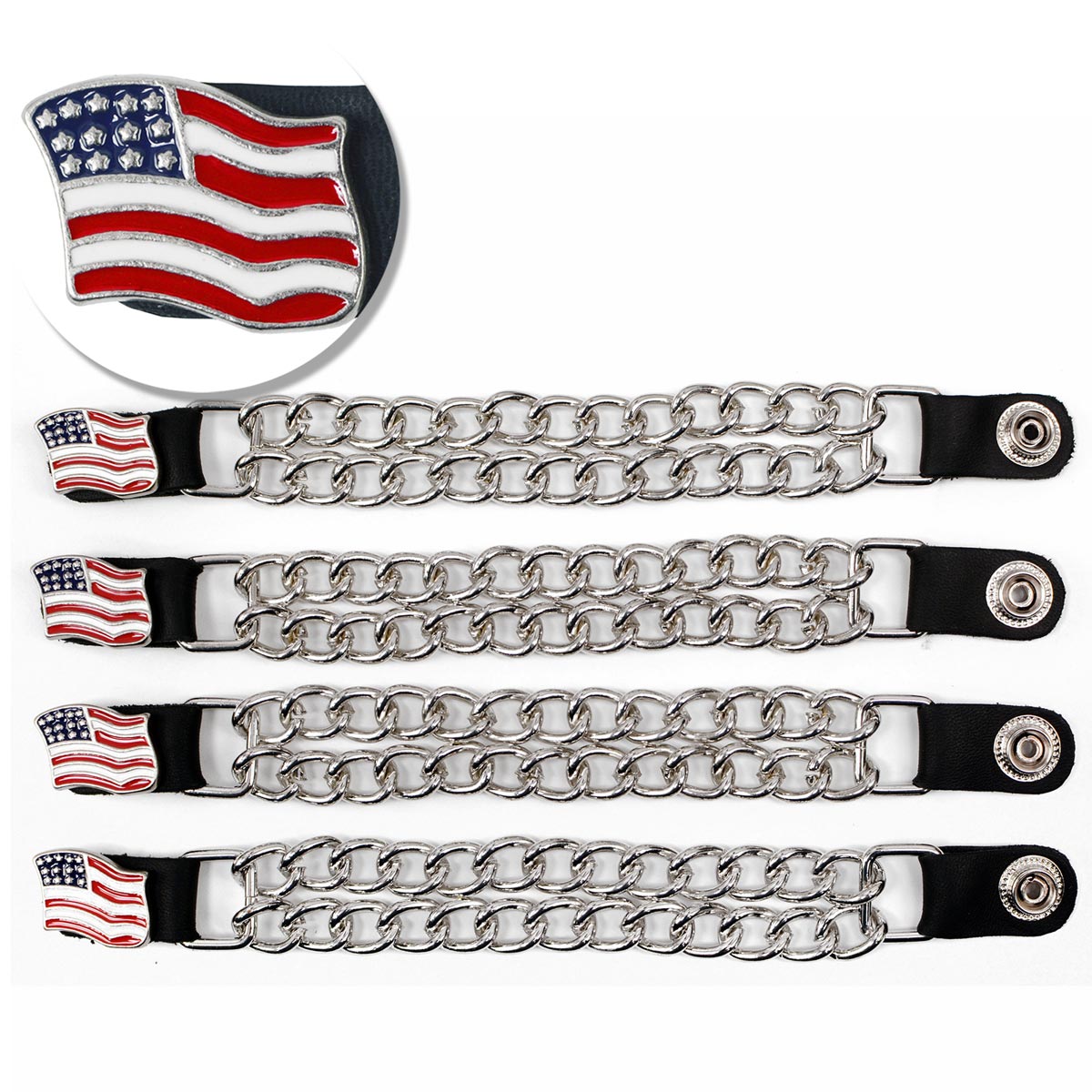 American Flag Rapper Chain Milwaukee Leather American Flag Medallion Vest Extender - Double Chrome ...