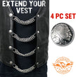 Milwaukee Leather Indian Head Medallion Vest Extender - Double Chrome Chains Genuine Leather 8.5