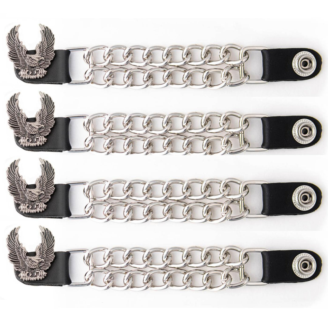 Milwaukee Leather 4-Piece Vest Extender Set - Eagle With Wings, Double Chrome Chains, 4-Inch-MLA6046SET