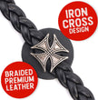 Milwaukee Leather MLA6063SET Iron Cross 4-PCS Vest Extender Double Chrome Chains w/ Genuine Braided Leather 4