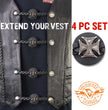 Milwaukee Leather MLA6063SET Iron Cross 4-PCS Vest Extender Double Chrome Chains w/ Genuine Braided Leather 4