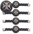 Milwaukee Leather MLA6063SET Iron Cross 4-PCS Vest Extender Double Chrome Chains w/ Genuine Braided Leather 4