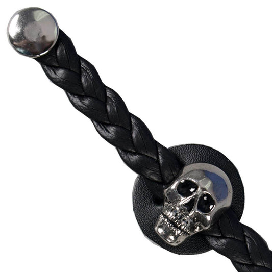 Milwaukee Leather Skull Medallion Vest Extender Genuine Leather Braided Strap 6.5" Extension 4-PCS MLA6064SET