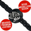 Milwaukee Leather Rose Medallion Vest Extender Genuine Leather Braided Strap 6.5