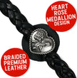 Milwaukee Leather Heart Medallion Vest Extender Genuine Leather Braided Strap 6.5