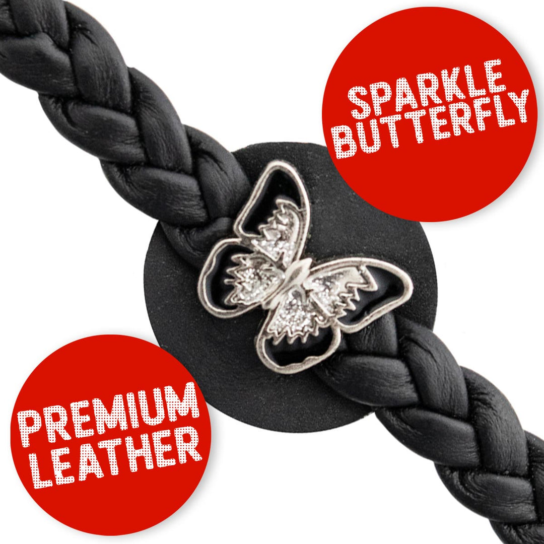 Milwaukee Leather Spark Medallion Vest Extender Genuine Leather Braided Strap 6.5" Extension 4-PCS MLA6068SET