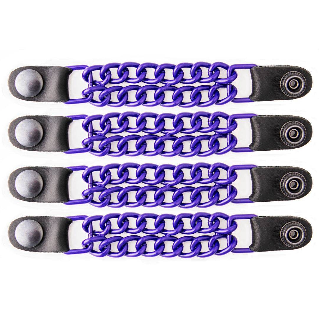 Milwaukee Leather MLA6090 Purple 4 Inch 4-PCS Vest Extender Set - Double Chrome Chains w/ Genuine Leather