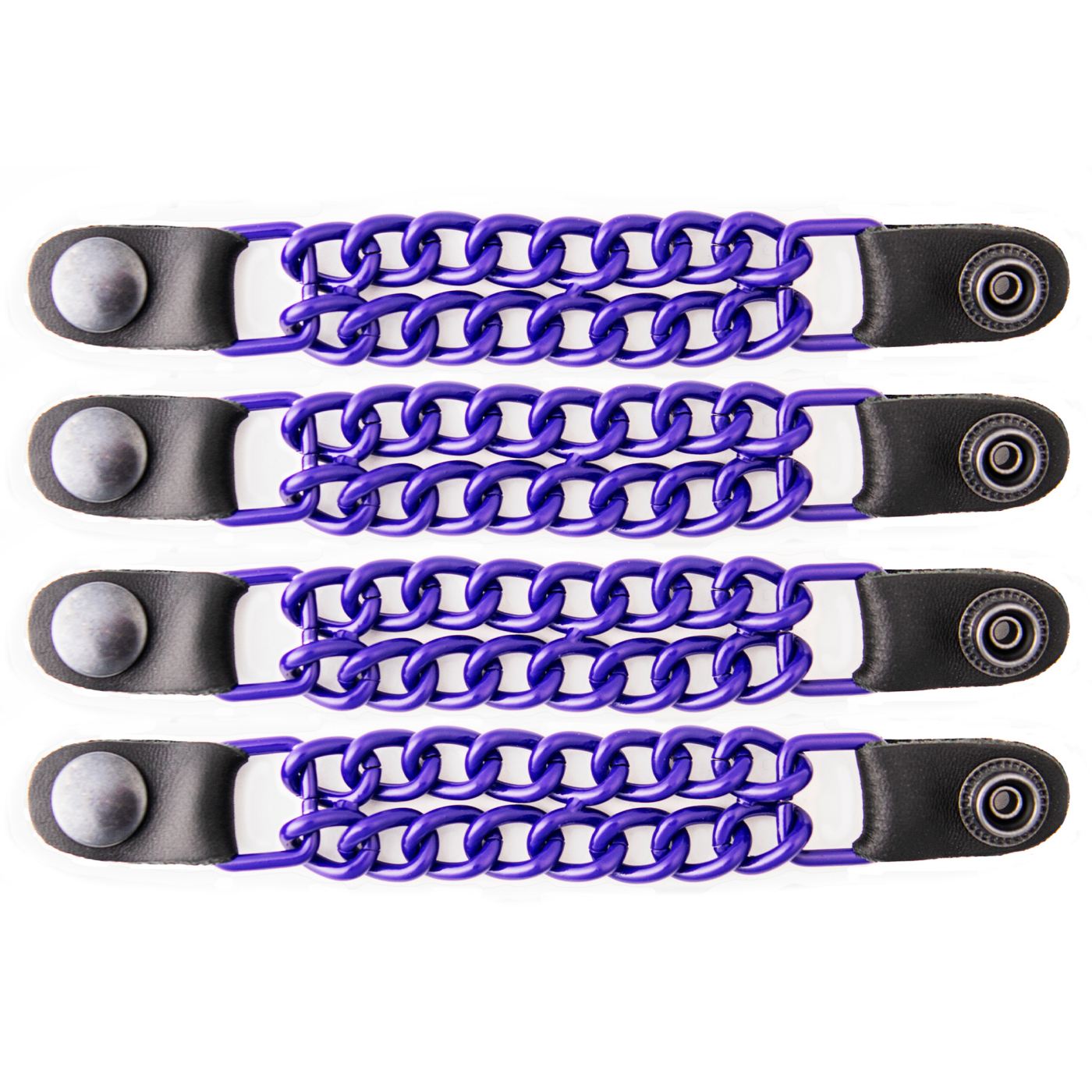 Milwaukee Leather MLA6090 Purple 4 Inch 4-PCS Vest Extender Set - Double Chrome Chains w/ Genuine Leather