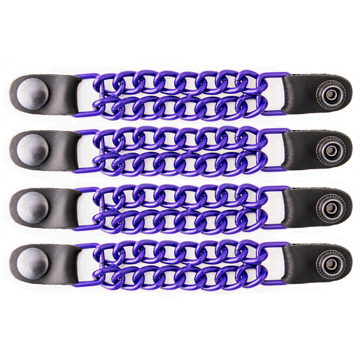 Milwaukee Leather MLA6090 Purple 4 Inch 4-PCS Vest Extender Set - Double Chrome Chains w/ Genuine Leather
