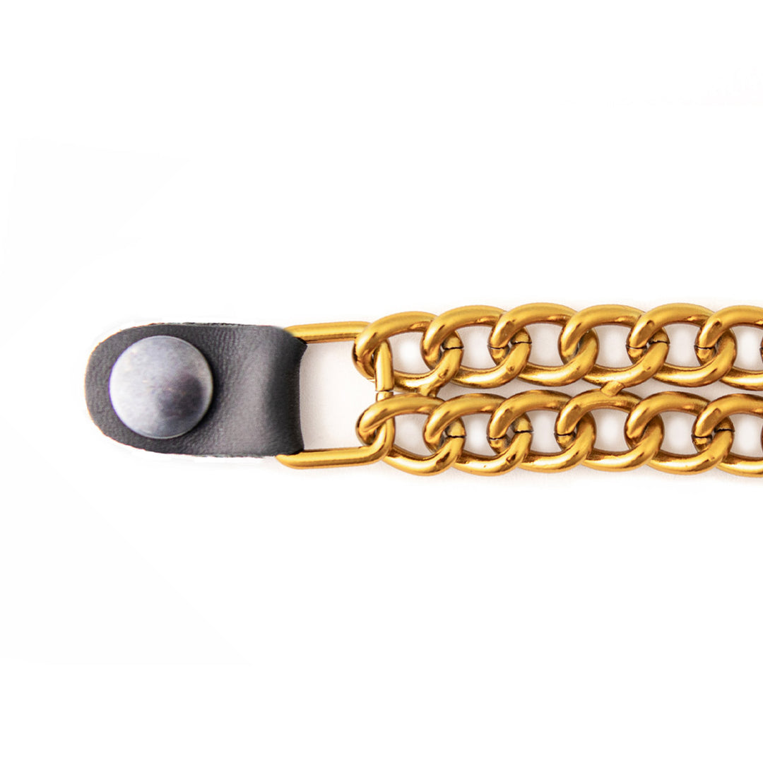 Milwaukee Leather MLA6091 Gold 4 Inch 4-PCS Vest Extender Set - Double Chrome Chains w/ Genuine Leather