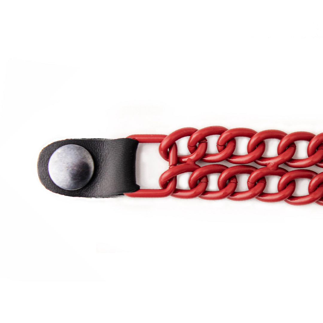 Milwaukee Leather MLA6092 Red 4 Inch 4-PCS Vest Extender Set - Double Chrome Chains w/ Genuine Leather