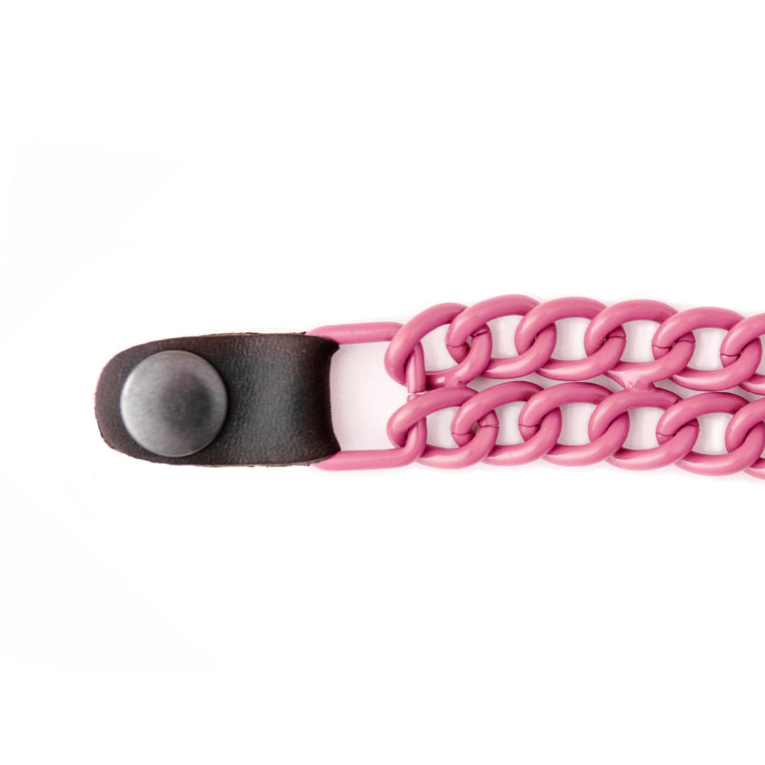 Milwaukee Leather MLA6094 Pink 4 Inch 4-PCS Vest Extender Set - Double Chrome Chains w/ Genuine Leather