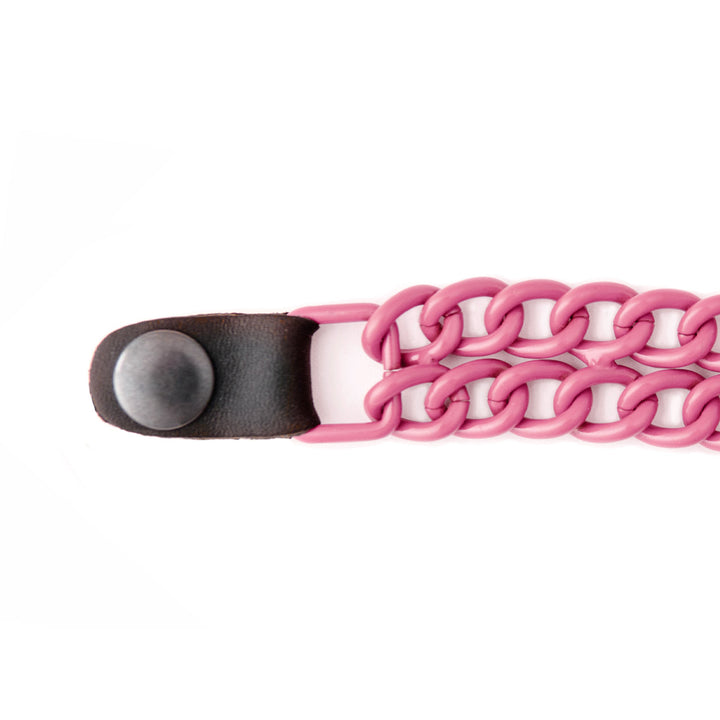 Milwaukee Leather MLA6094 Pink 4 Inch 4-PCS Vest Extender Set - Double Chrome Chains w/ Genuine Leather
