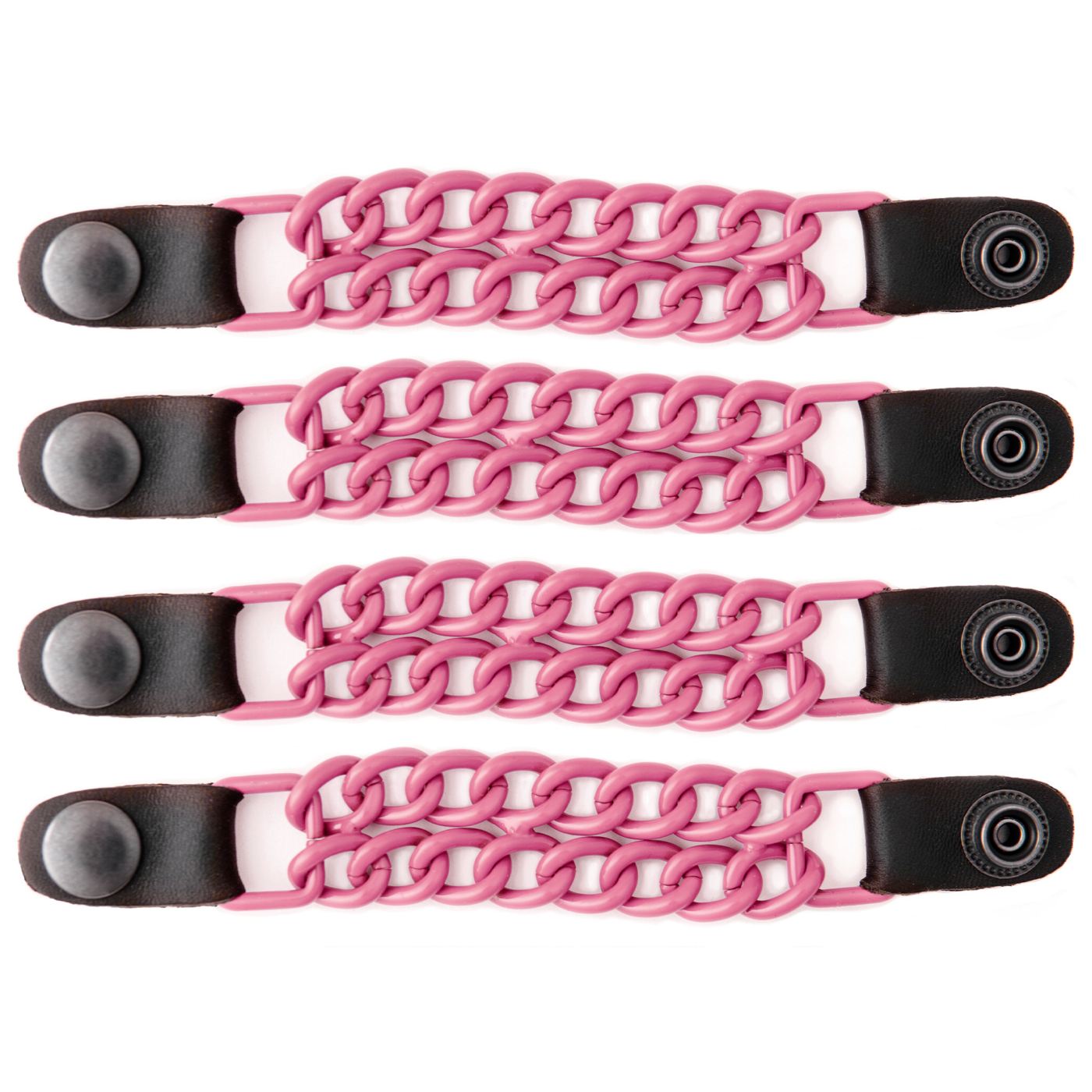 Milwaukee Leather MLA6094 Pink 4 Inch 4-PCS Vest Extender Set - Double Chrome Chains w/ Genuine Leather