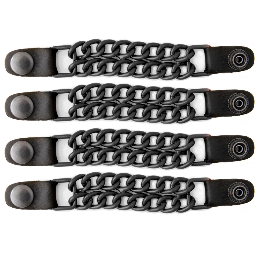 Milwaukee Leather MLA6095 Black 4 Inch 4-PCS Vest Extender Set - Double Chrome Chains w/ Genuine Leather
